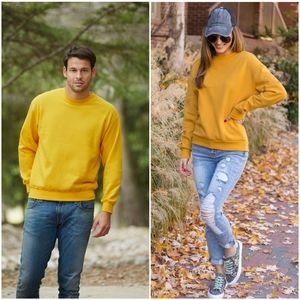 Vintage 90s Jerzees Gold Unisex NuBlend Crew Neck Sweatshirt New Without Tag